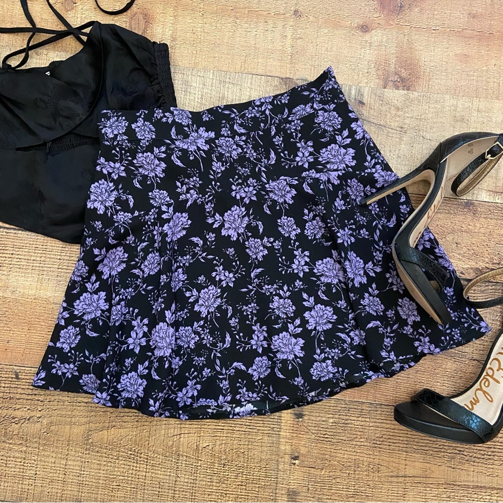 SkORT Mini Floral Zara Black Flared